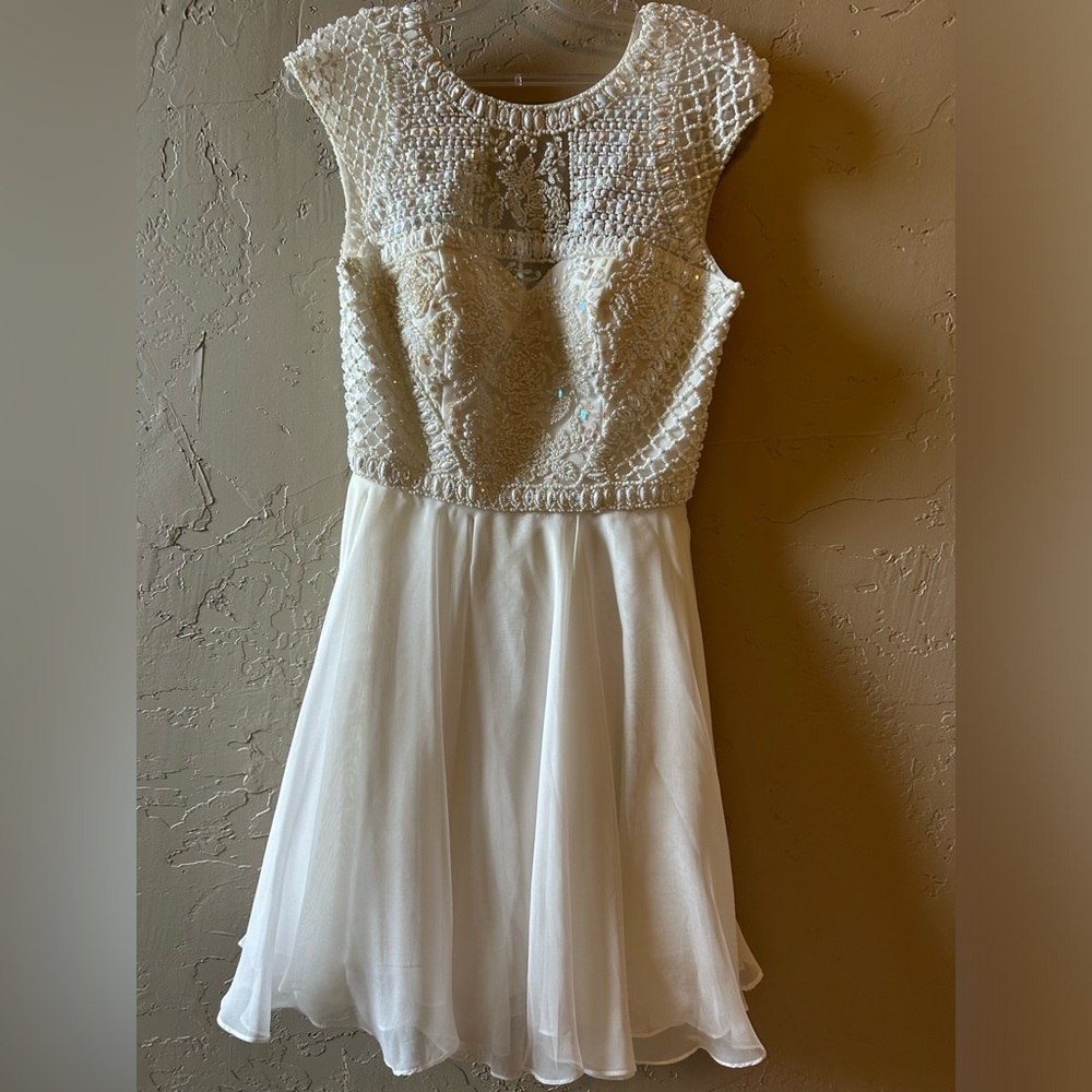 Beautiful flawless white beaded chiffon dress